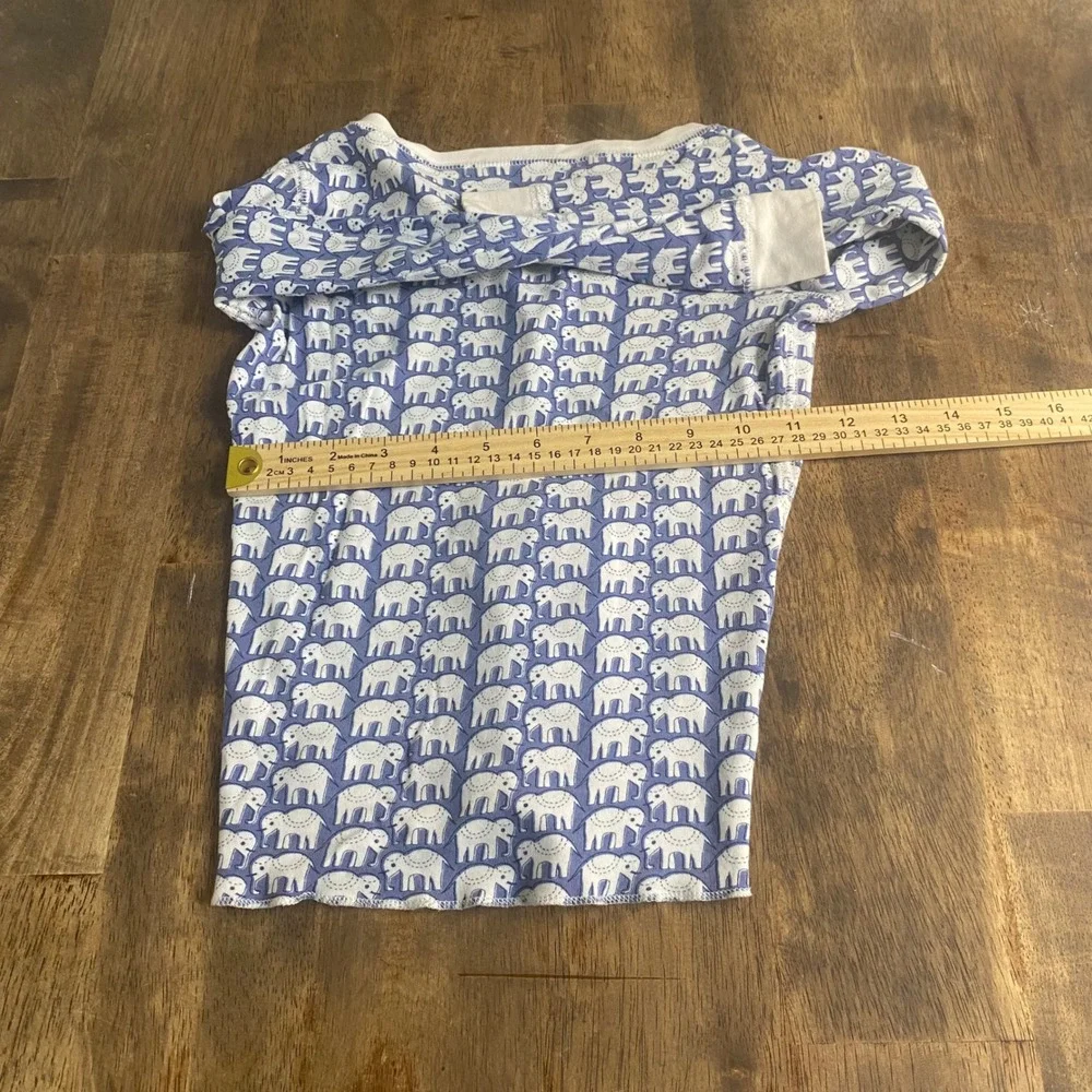 Roberta Roller Rabbit‎ Pajama Top Kids Blue Elephant Print Henley SIZE 8